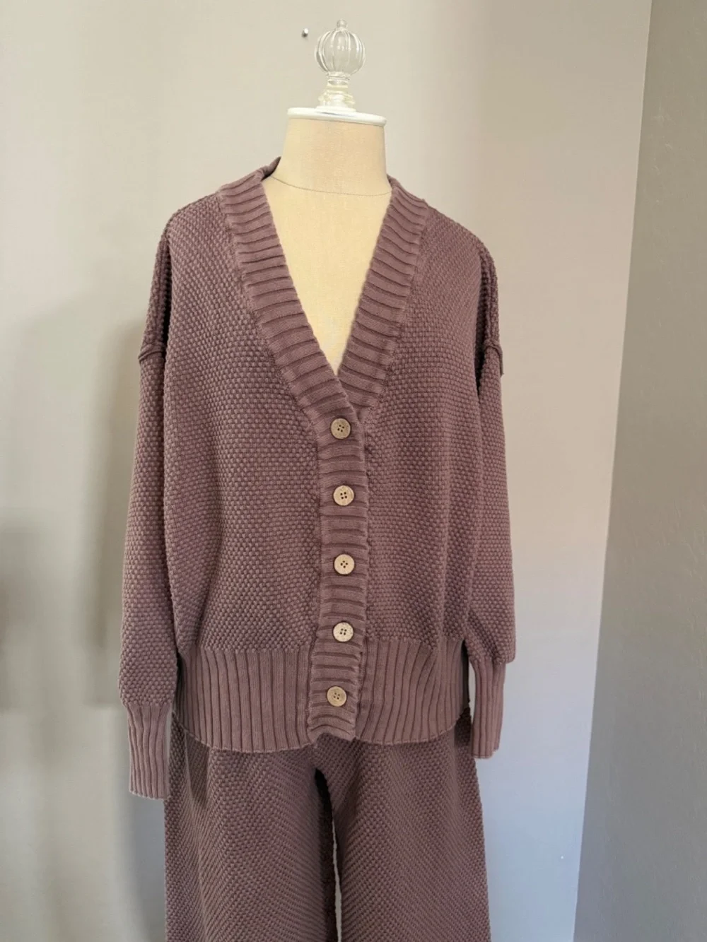 Free People Hailee Cardigan and Pant Cotton Set FP Beach Gulf Cocoa Size Small - Picture 6 of 10